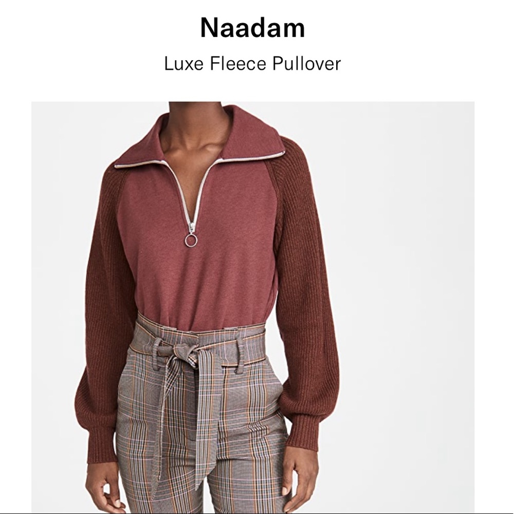 Naadam Merlot Red Luxe Fleece Quarter zip Cashmere Blend Pullover Sweater